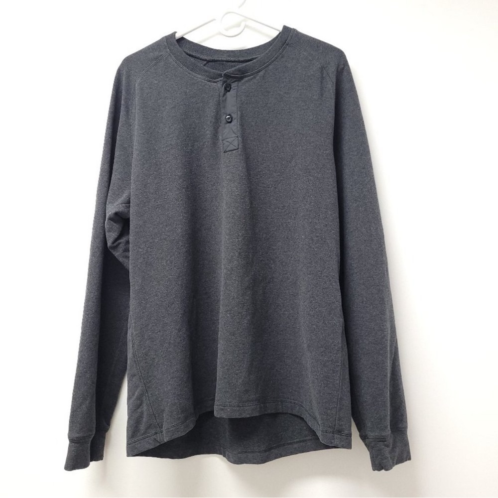 Lululemon Mens Henley Crew Neck Sweatshirt Size XL Dark Gray Long Sleeve